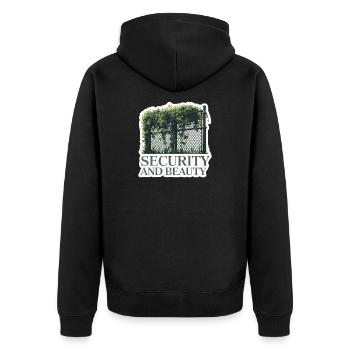 Guarded Garden Fence Design - Unisex Premium Organic Zip Hoodie - black - Back - Nico (187cm)