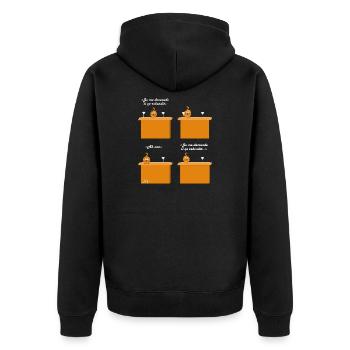 Katzenliebe, Humor und katzenartige Leidenschaft - Unisex Premium Bio Zip Hoodie - Schwarz - Hinten - Nico (187cm)