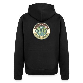 Vintage Globe Green Vibes Only - Unisex Premium Bio Zip Hoodie - Schwarz - Hinten - Nico (187cm)