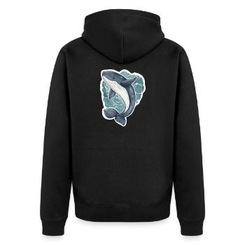 Wal - Unisex Premium Bio Zip Hoodie - Schwarz - Hinten - Nico (187cm)