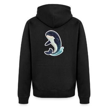 Wal - Unisex Premium Bio Zip Hoodie - Schwarz - Hinten - Nico (187cm)