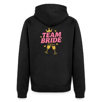 team bride - Unisex Premium Bio Zip Hoodie - Schwarz - Hinten - Nico (187cm)