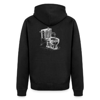 Steampunk-Toiletten-Blaupausenkunst - Unisex Premium Bio Zip Hoodie - Schwarz - Hinten - Nico (187cm)