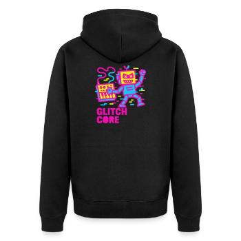 Glitchcore! - Unisex Premium Bio Zip Hoodie - Schwarz - Hinten - Nico (187cm)