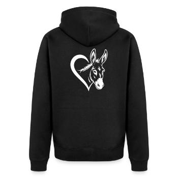 Herz und Esel - Unisex Premium Bio Zip Hoodie - Schwarz - Hinten - Nico (187cm)