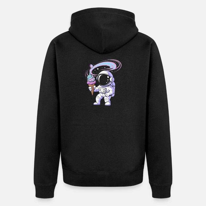 Weltraum-Astronaut mit Eis - Unisex Premium Bio Zip Hoodie - Schwarz