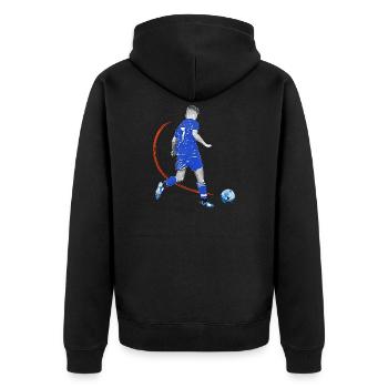 Soccer player with ball - Unisex Premium Organic Zip Hoodie - black - Back - Nico (187cm)