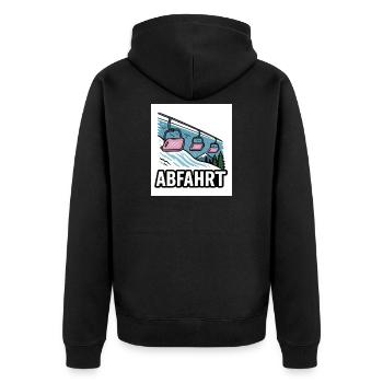 Skilift und Bergmotiv mit Abenteuer-Charme - Unisex Premium Bio Zip Hoodie - Schwarz - Hinten - Nico (187cm)