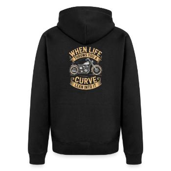 When Life Throws You a Curve – Biker Design - Unisex Premium Organic Zip Hoodie - black - Back - Nico (187cm)