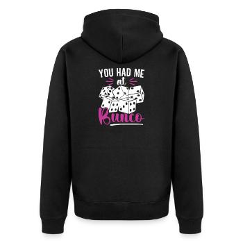 Jeu de société « You Had Me At Bunco » - Veste à capuche bio Premium Unisexe - noir - Dos - Nico (187cm)