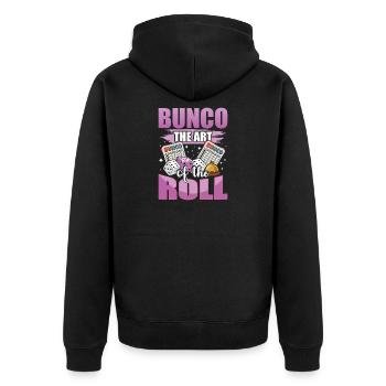 Bunco The Art Of The Roll Dice Games Gift - Unisex Premium Organic Zip Hoodie - black - Back - Nico (187cm)