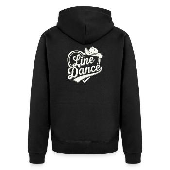 Line Dance Cowboy Design - Unisex Premium Bio Zip Hoodie - Schwarz - Hinten - Nico (187cm)
