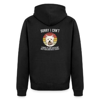 Tut mir leid, ich kann nicht West Highland White Terrier - Unisex Premium Bio Zip Hoodie - Schwarz - Hinten - Nico (187cm)