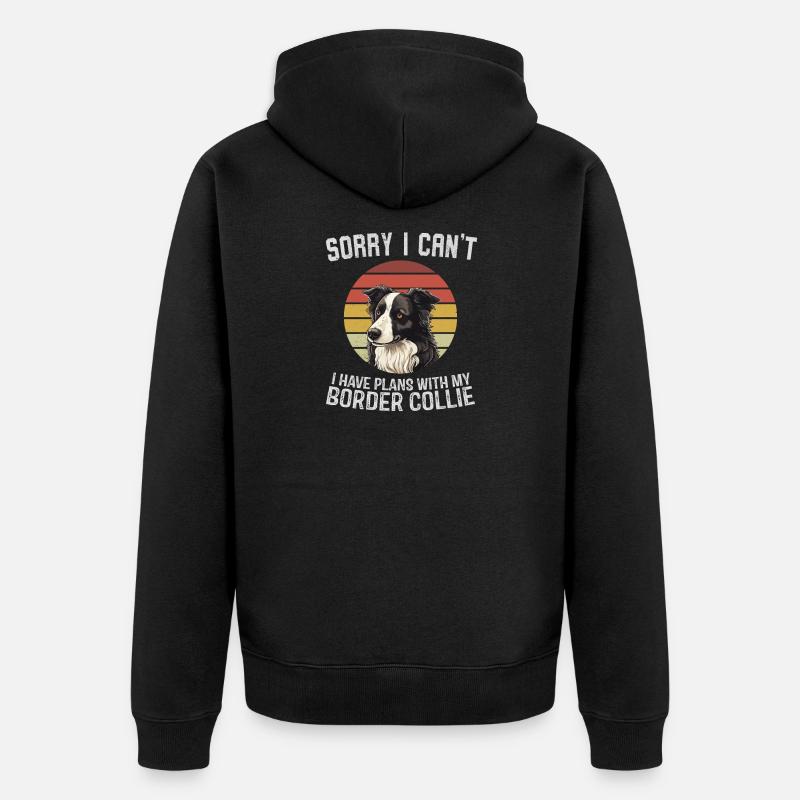 Border Collie Humour Design Rétro - Veste à capuche bio Premium Unisexe - noir