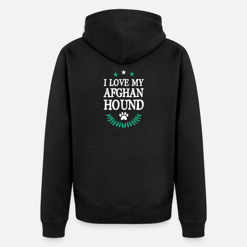 J’aime mon lévrier afghan - Veste à capuche bio Premium Unisexe - noir
