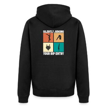 Kunstspringen Turmspringer Sprungbrett - Unisex Premium Bio Zip Hoodie - Schwarz - Hinten - Nico (187cm)