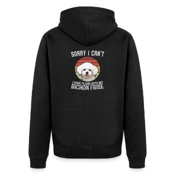 Désolé, je ne peux pas Bichon frisé Chemise - Veste à capuche bio Premium Unisexe - noir - Dos - Nico (187cm)