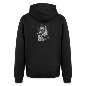 Du bist heute Abend frei, Adler, 4. Juli - Unisex Premium Bio Zip Hoodie - Schwarz - Hinten - Nico (187cm)