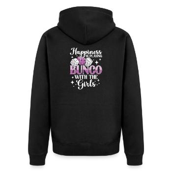 Bunco Group Bunco Player Tournament Game Night - Unisex Premium Organic Zip Hoodie - black - Back - Nico (187cm)