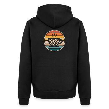 Tasse à café à imprimé léopard - Veste à capuche bio Premium Unisexe - noir - Dos - Nico (187cm)