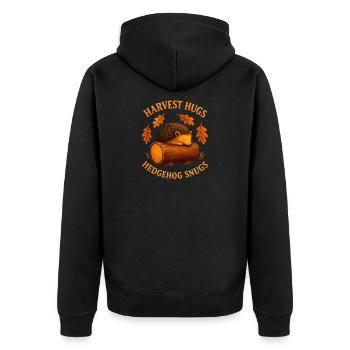 Hérisson d’automne avec tronc en bois - Veste à capuche bio Premium Unisexe - noir - Dos - Nico (187cm)