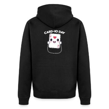 Card-io day Card game Word game with sports - Unisex Premium Organic Zip Hoodie - black - Back - Nico (187cm)