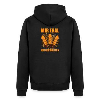 I don't care, I go firecrackers, pyrotechnicians, fireworks - Unisex Premium Organic Zip Hoodie - black - Back - Nico (187cm)