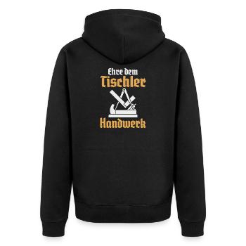 Tischler Handwerk Zunftzeichen Zunft - Unisex Premium Bio Zip Hoodie - Schwarz - Hinten - Nico (187cm)