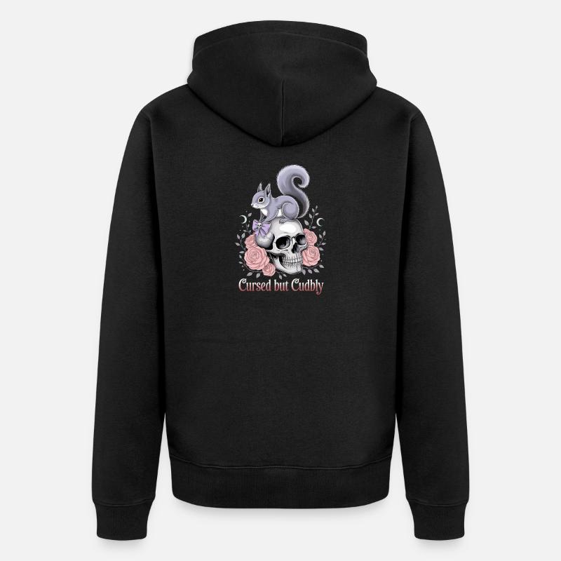 Crâne d’écureuil gothique maudit mais câlin - Veste à capuche bio Premium Unisexe - noir