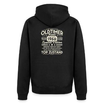 Oldtimer 1966 Jahrgang Vintage Retro Geburtstag - Unisex Premium Bio Zip Hoodie - Schwarz - Hinten - Nico (187cm)
