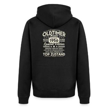 Oldtimer 1956 Jahrgang Vintage Retro Geburtstag - Unisex Premium Bio Zip Hoodie - Schwarz - Hinten - Nico (187cm)