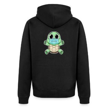 Cute turtle with mask - Unisex Premium Organic Zip Hoodie - black - Back - Nico (187cm)