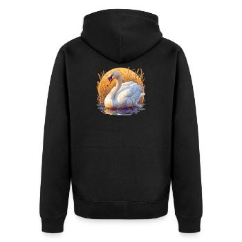 Swans Swan - Unisex Premium Organic Zip Hoodie - black - Back - Nico (187cm)
