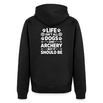 Bogenschießen Spruch Hunde Bogenschießen Geschenk - Unisex Premium Bio Zip Hoodie - Schwarz - Hinten - Nico (187cm)