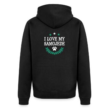 SAMOJEDE - Unisex Premium Bio Zip Hoodie - Schwarz - Hinten - Nico (187cm)