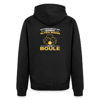 Jouer à la pétanque Papi Joueur de pétanque - Veste à capuche bio Premium Unisexe - noir - Dos - Nico (187cm)