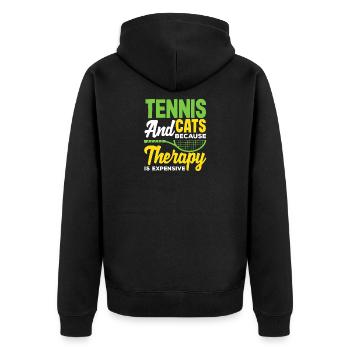Tennis et chats pour les joueurs - Veste à capuche bio Premium Unisexe - noir - Dos - Nico (187cm)