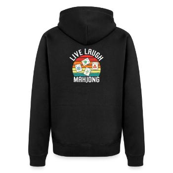 Dicton Retro Mah Jongg - Live Laugh Mahjong - Veste à capuche bio Premium Unisexe - noir - Dos - Nico (187cm)