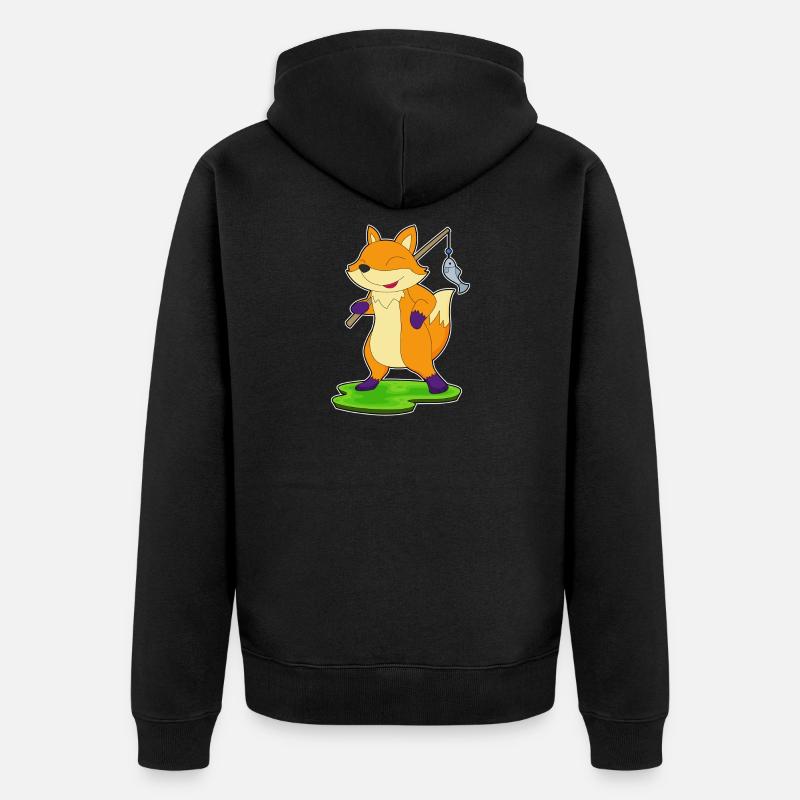 Renard pêcheur Pêche - Veste à capuche bio Premium Unisexe - noir