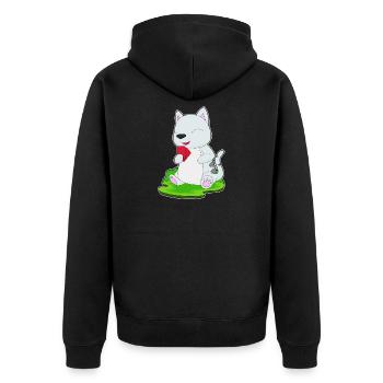 Katze Poker Pokerkarten - Unisex Premium Bio Zip Hoodie - Schwarz - Hinten - Nico (187cm)