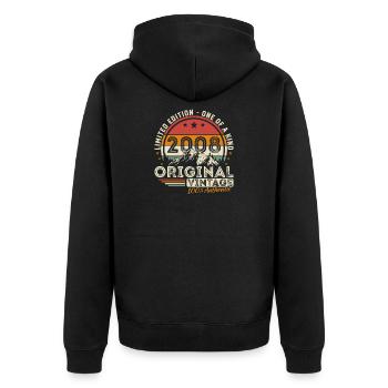 2008 Vintage Retro Birthday Gift - Unisex Premium Organic Zip Hoodie - black - Back - Nico (187cm)