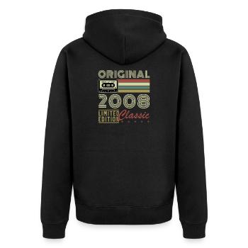 2008 Vintage Retro Birthday Gift - Unisex Premium Organic Zip Hoodie - black - Back - Nico (187cm)