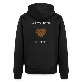 Alles, was Sie brauchen, ist Kaffee Essential Daily Brew Design - Unisex Premium Bio Zip Hoodie - Schwarz - Hinten - Nico (187cm)