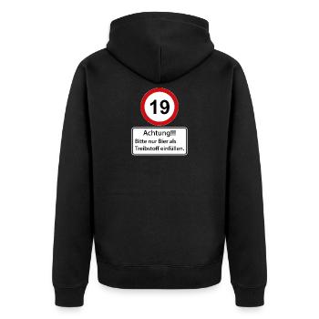 19 Caution only fill beer as fuel - Unisex Premium Organic Zip Hoodie - black - Back - Nico (187cm)