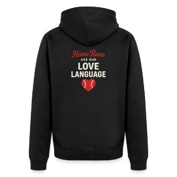 Boy Mom Baseball Proter Sohn Homerun Travel Team - Unisex Premium Bio Zip Hoodie - Schwarz - Hinten - Nico (187cm)