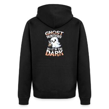  Ghost Hunters Do It In The Dark Geisterjäger - Unisex Premium Bio Zip Hoodie - Schwarz - Hinten - Nico (187cm)
