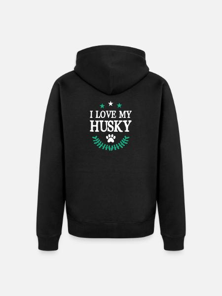 I Love my Husky - Unisex Premium Organic Zip Hoodie - black