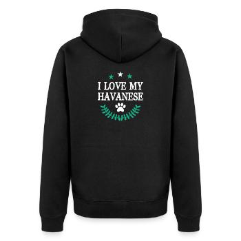 Havanese - Unisex Premium Organic Zip Hoodie - black - Back - Nico (187cm)