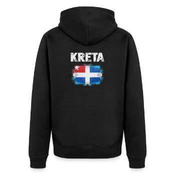 Kreta Flagge Design mit Wasserfarben-Effekt - Unisex Premium Bio Zip Hoodie - Schwarz - Hinten - Nico (187cm)