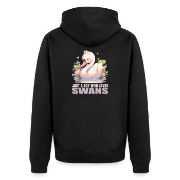 Swans Swan - Unisex Premium Organic Zip Hoodie - black - Back - Nico (187cm)
